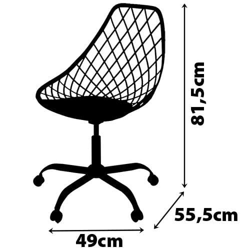 Cadeira de Jantar SeatCo Kayla PP Office com Regulagem de Altura e Pés com Rodízios - Preto