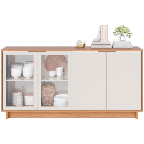 Buffet Colibri Vitória com 4 Portas e 4 Prateleiras Freijó/Off White