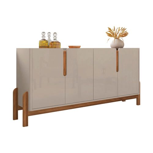 Buffet Casa D Lizz com 4 Portas e 2 Prateleiras – 170 cm de Largura Off White e Cedro