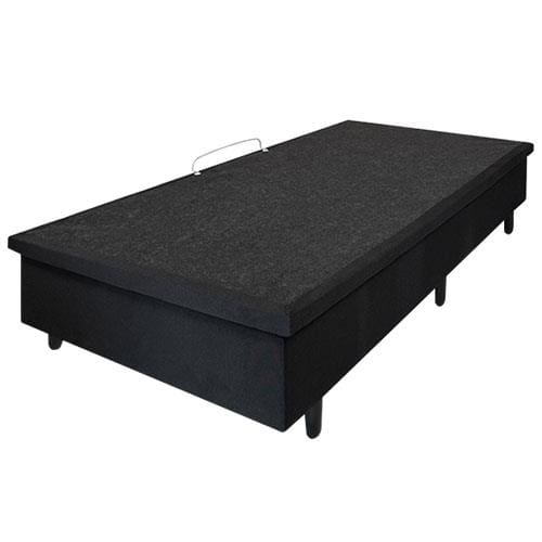 Base Box para Colchão de Solteirão MGA Lift Cotton com Baú e Pistão à Gás - 39x96x203cm Preto