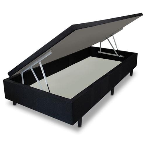 Base Box para Colchão de Solteirão MGA Lift Cotton com Baú e Pistão à Gás - 39x96x203cm Preto