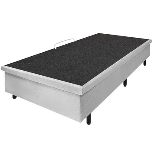 Base Box para Colchão de Solteirão MGA Lift Cotton com Baú e Pistão à Gás - 39x96x203cm Cinza