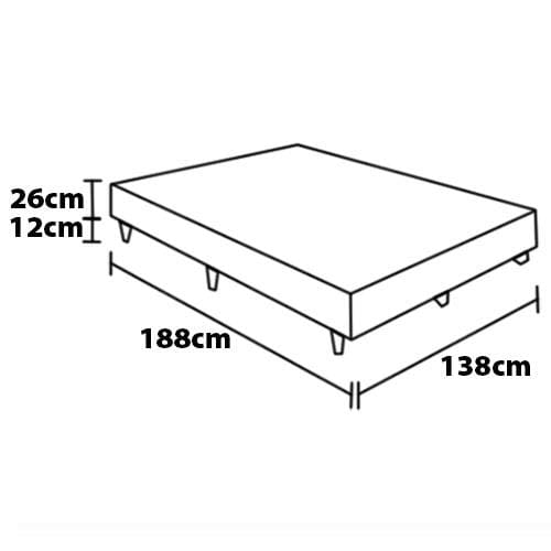 Base Box para Colchão de Casal Hellen Universal 38x138x188cm - Cinza/Preto