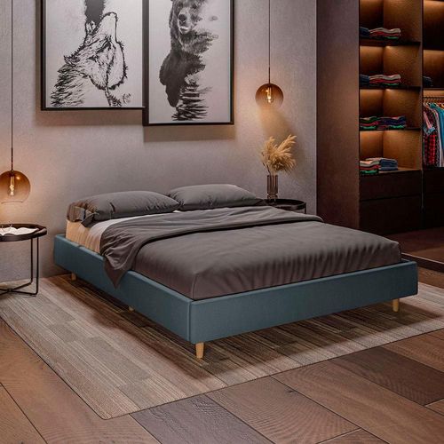 Base Sommier para Colchão Queen Size Dobuê Atlanta com Revestimento em Tecido Veloplus - 175cm de largura Grafite