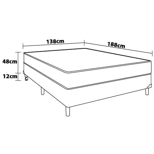 Cama Box de Casal Portobel Roma com Molas Ensacadas 60x138x188cm - Branco/Marrom