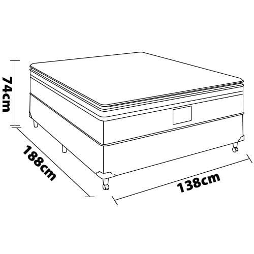 Cama Box de Casal Portobel Potenza Platinum com Molas LFK e Pillow Top 74x138x188cm - Bege Claro