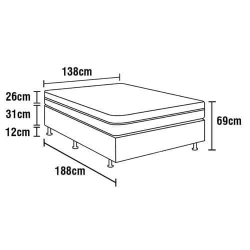 Cama Box Casal Umaflex Itália com Pillow Top e Molas Ensacadas 69x138x188 cm - Branco