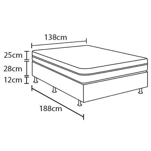 Cama Box Casal Portobel + Colchão Casal Portobel Diplomata com Espuma D-45 65x138x188 cm - Preto