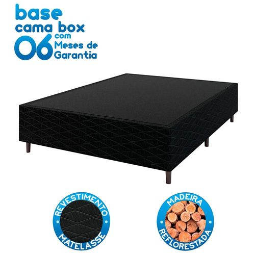 Cama Box de Casal Umaflex New Itália Black com Molas Ensacadas, Revestimento em Jacquard e Pillow Top D26 63X138X188cm - Preto