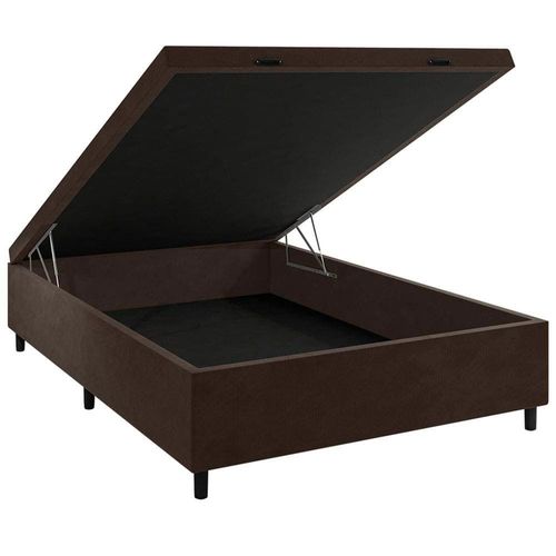 Cama Box de Casal Portobel Noah Ortopédico com Baú, Molas Ensacadas, EPS e Revestimento em Poliéster 70x138x188cm - Branco/Marrom