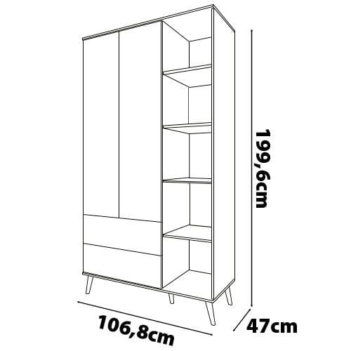 Guarda-Roupa Infantil Bartira Ternura com 5 Nichos, 2 Portas, 2 Gavetas e 106,8 cm de Largura Rosa Wood