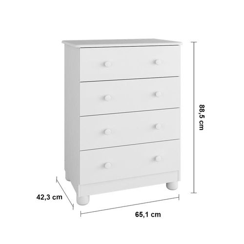 Cômoda Infantil Peroba Duda Plus com 4 Gavetas e 65,1 cm de Largura Branco