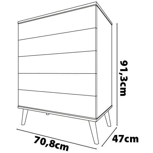 Cômoda Infantil Bartira Ternura com 5 Gavetas e 70,8 cm de Largura Branco Wood