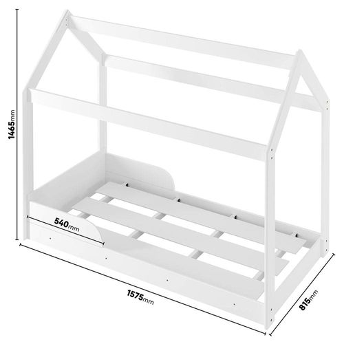 Cama Infantil Barreto Montessoriana Encanto com Tenda e Grade de Proteção - Branco