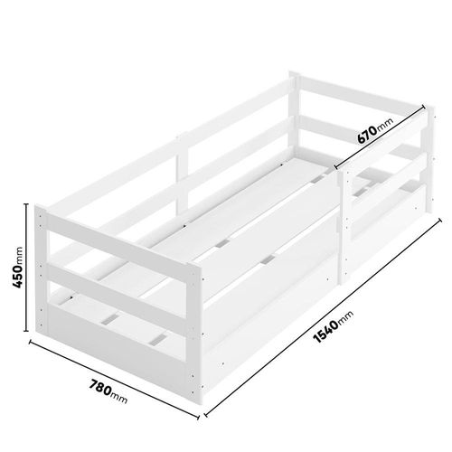 Cama Infantil Barreto Cercadinho Popy com Grade de Proteção - Branco