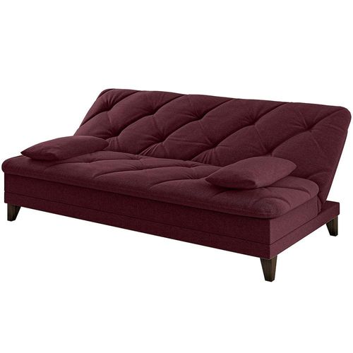 Sofá-Cama 3 Lugares Linoforte Jamile com Encosto Reclinável em Tecido Suede 188cm de Largura Vermelho Carmin