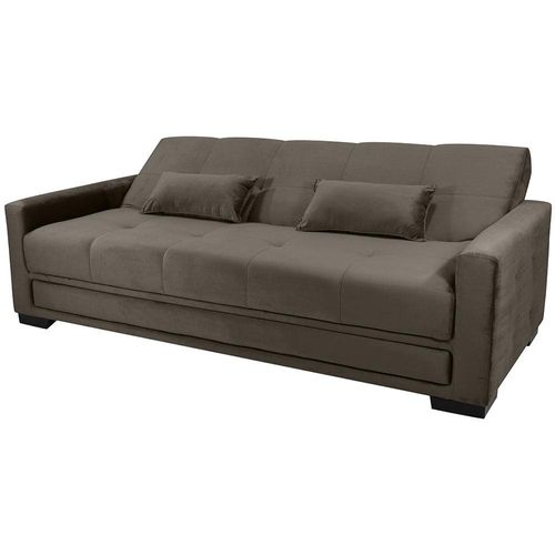 Sofá-Cama 3 Lugares Matrix Grazi Revestido em Tecido Veludo Cappuccino