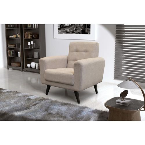 Poltrona Matrix Cora em Veludo Plush e Pés Palito Bege