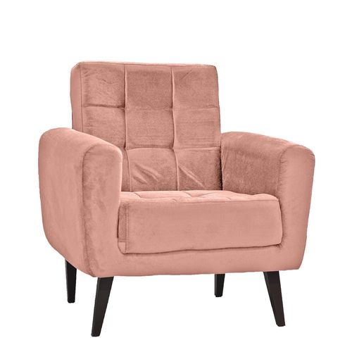 Poltrona Matrix Cora em Veludo Plush e Pés Palito Rosa