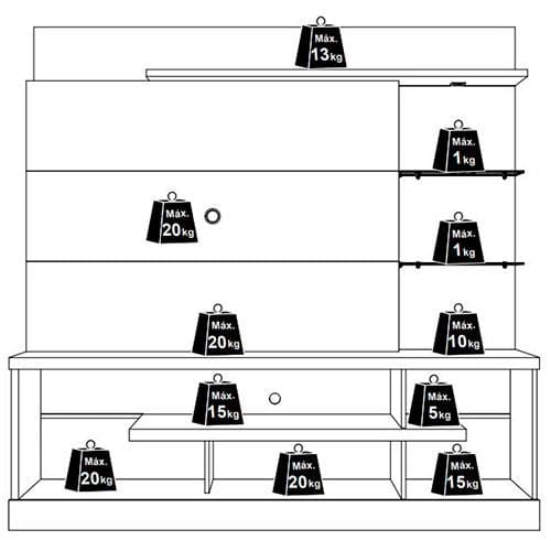 Estante Home Madetec Alan com 181,5 cm de Largura, Ideal para TV de Até 55” Naturale/Off White