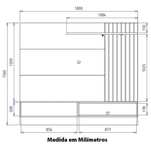 Painel Home Suspenso Colibri Tocantins para TV de Até 65” com 180cm de Largura Off White/Nogueira Real