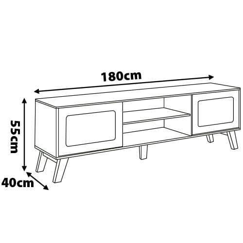 Rack Artely Charlotte com 180 cm de Largura, Ideal para TV de até 75” Pinho/Off White
