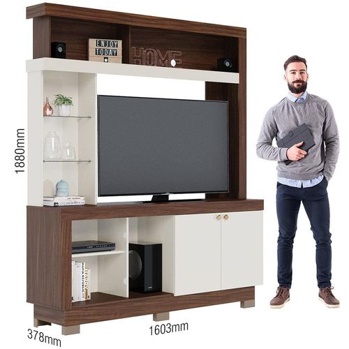 Estante Home Colibri Valença para TV de Até 50” Nogueira Real/Off White