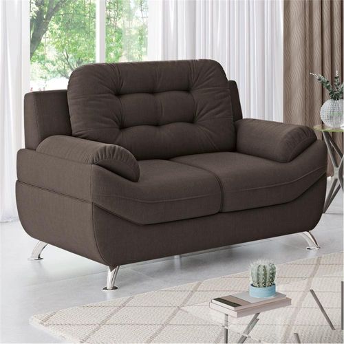 Sofá 2 Lugares Linoforte Mercury Revestido em Tecido Suede 150cm de Largura Marrom