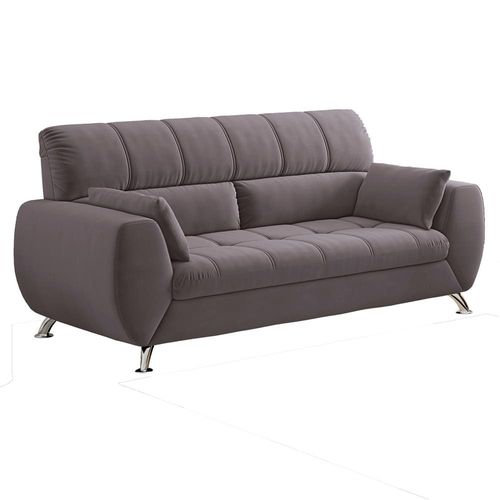 Sofá de 3 Lugares Linoforte Bélgica com 204 cm de Largura e Revestido em Tecido Suede Concreto