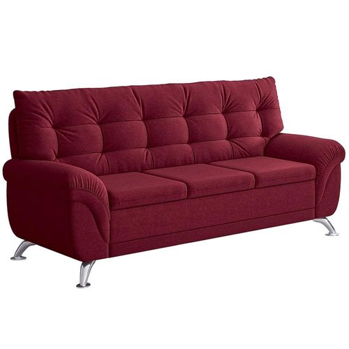 Sofá 3 Lugares Linoforte Arezzo Revestido em Suede com 202cm de Largura Vermelho