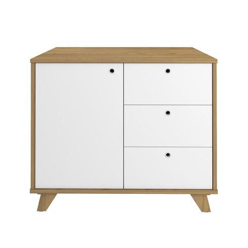 Balcão Armário Artany Lugano com 1 Porta e 3 Gavetas - Olmo/Branco