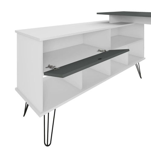 Escrivaninha Artany Dubai com 1 Porta Basculante e 5 Nichos Ipê/Preto