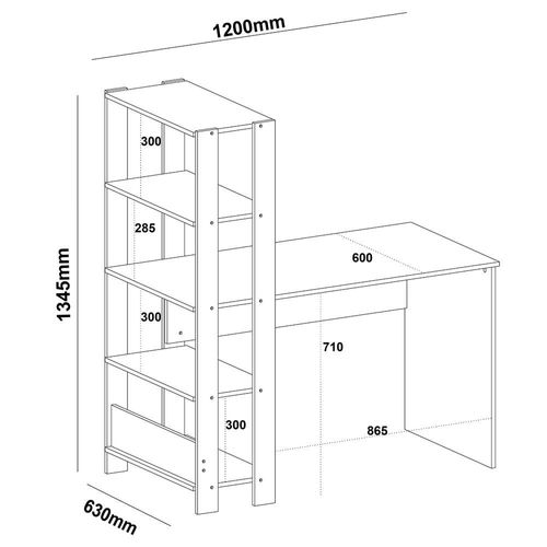 Escrivaninha Artely Match com 3 Prateleiras, Espaço para Impressora e Nicho - 120cm de largura Branco Fosco