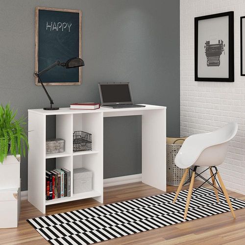 Escrivaninha Artely Matrix com 4 Nichos - 110cm de largura Branco Fosco
