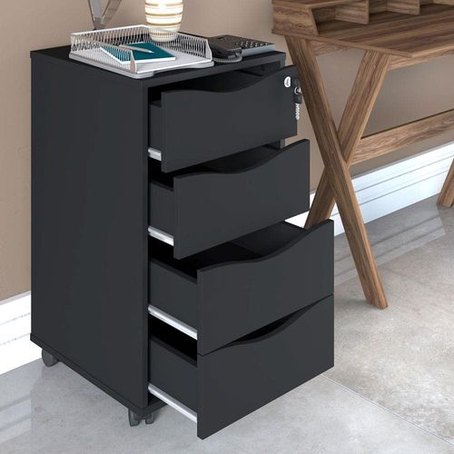Gaveteiro Artany Bit com 4 Gavetas - Preto