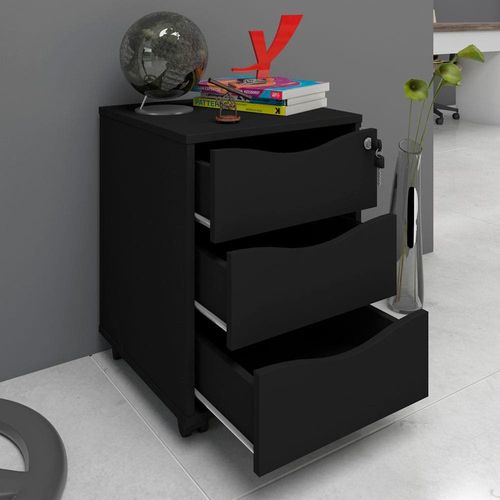 Gaveteiro Artany Face com 3 Gavetas - Preto