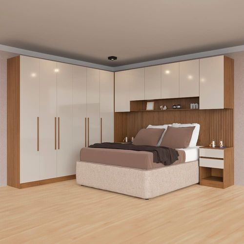 Guarda-roupa Modulado Queen Ponte 160 Lugano 12 Portas e 7 Gavetas 6 Peças 301,3 cm largura - Avelã / Capuccino