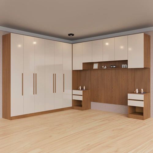 Guarda-roupa Modulado Queen Ponte 160 Lugano 12 Portas e 7 Gavetas 6 Peças 301,3 cm largura - Avelã / Capuccino