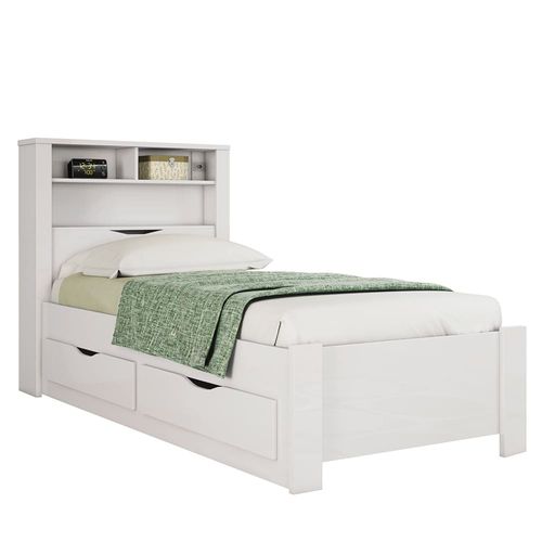 Cama de Solteiro Santos Andirá Invicta com Baú e 2 Gavetas Branco