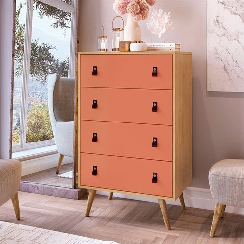Cômoda Genialflex Amber com 4 Gavetas e 69,1cm de Largura Savana Argila