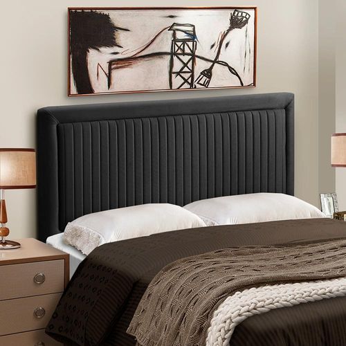 Cabeceira para Cama Casal Dobuê Berlim em Tecido Velopus Preto