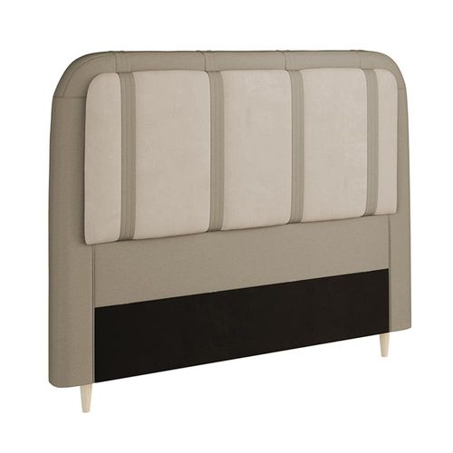 Cabeceira para Cama Box Casal Dobuê Leon com Revestimento em Veludo e Corino Kaki/Bege