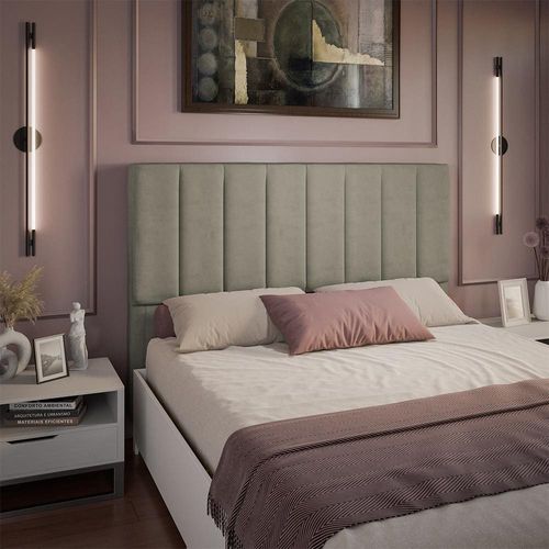 Cabeceira para Cama Box Queen Dobuê Veneza com Revestimento em Veludo Camurça