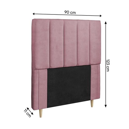 Cabeceira para Cama Box Solteiro Dobuê Veneza com Revestimento em Veludo Rosê