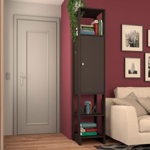 Armário Closet Nova Mobile Slim Yes com 1 Porta e 3 Prateleiras Grafite