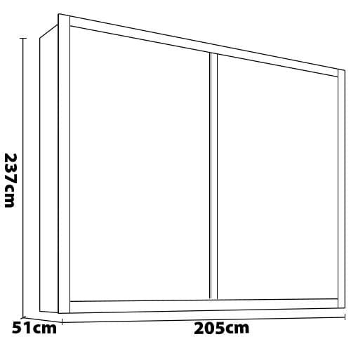 Guarda-Roupa Casal Móveis Europa Londres Flex com 205cm de Largura, Espelho, 2 Portas de Correr e 4 Gavetas Peroba/Off White