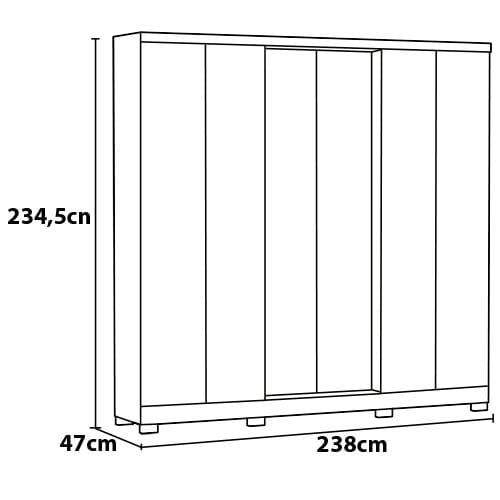 Guarda-Roupa Casal Bartira Napoli UP com 234,5cm de Largura, 6 Portas, 4 Gavetas e 4 Prateleiras Café