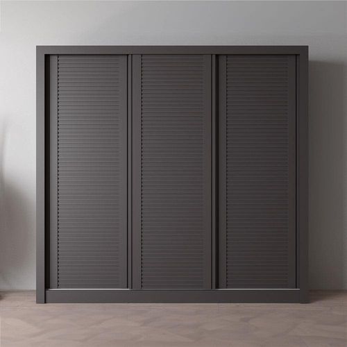 Guarda-Roupa Casal Bartira Village com 3 Portas Ripadas, 4 Gavetas e 243,1 cm de Largura Grafite