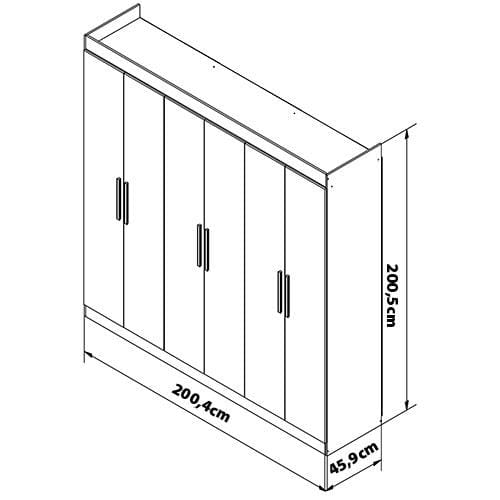 Guarda-Roupa Casal Bartira Ville com 6 Portas e 2 Gavetas Branco