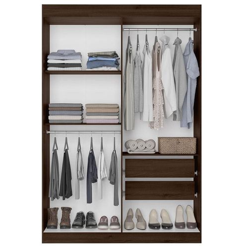 Guarda-Roupa Bartira Ville com 4 Portas, 2 Gavetas e 2 Prateleiras - 134cm de largura Café
